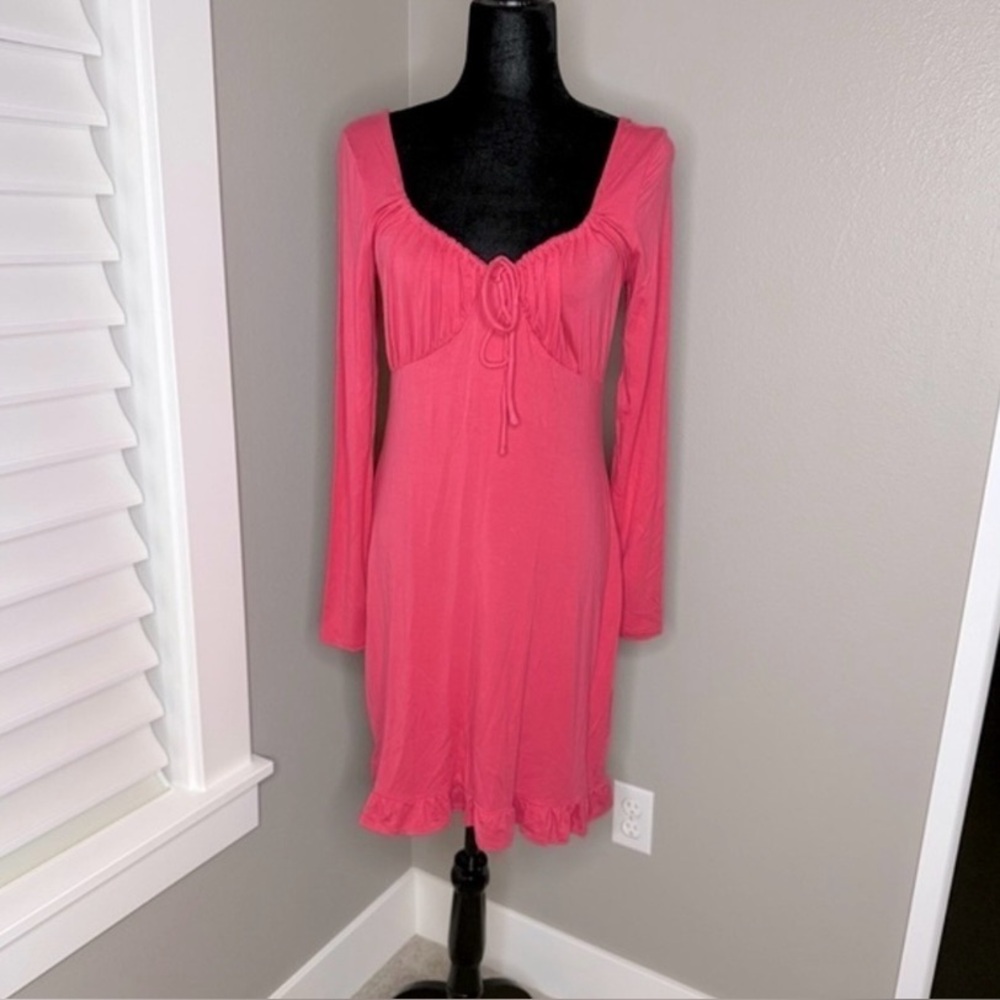 NWT Mango pink long sleeve midi-dress size large